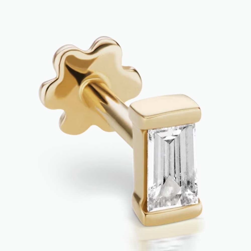 Maria Tash Diamond Baguette Threaded Stud Earring